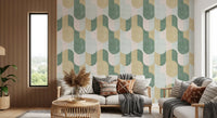 Mid Century Textured Hand Painted Geometries Beautifully Balanced Wallpaper⁠