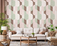 Mid Century Textured Hand Painted Geometries Grandmillennial Delight Soft Wallpaper⁠