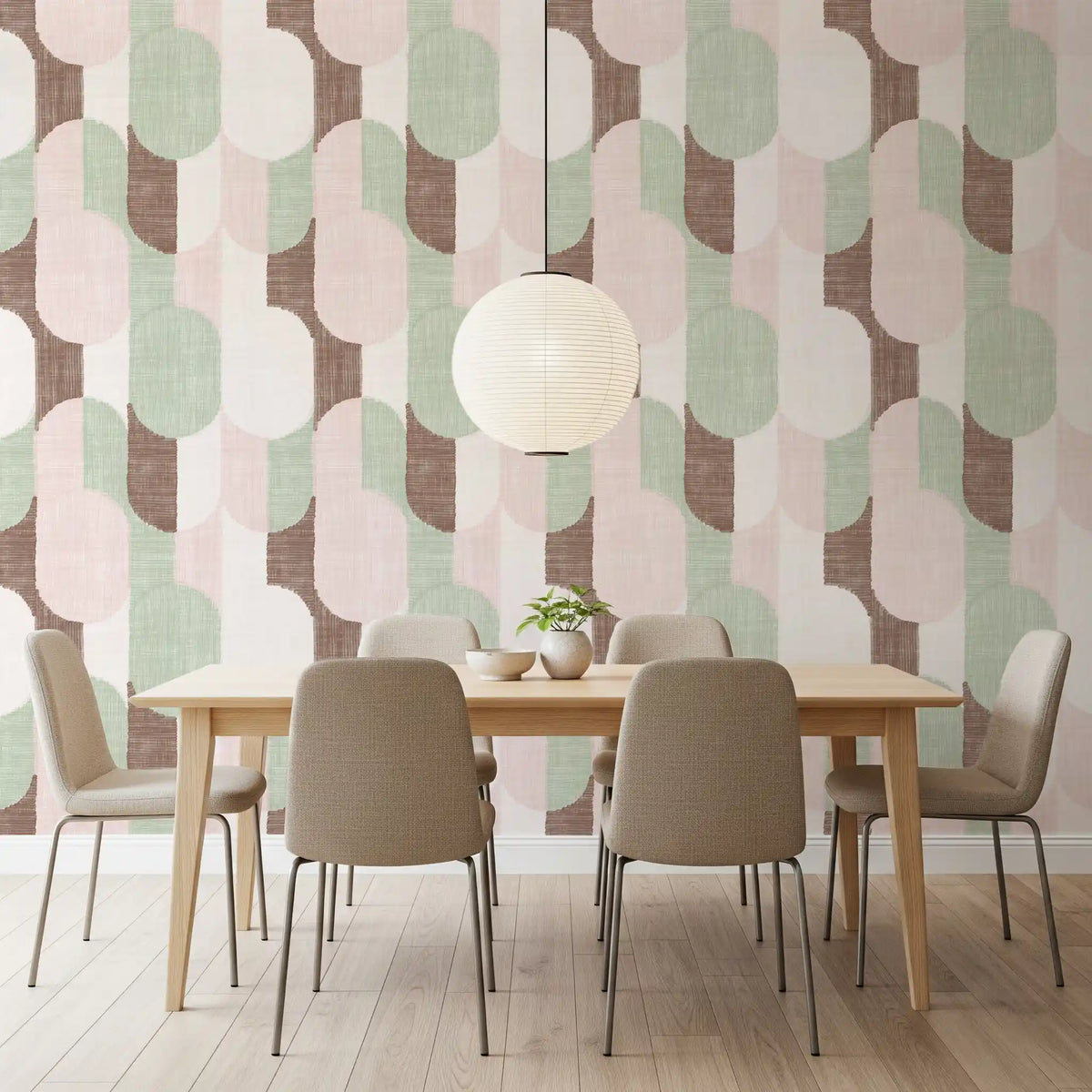Mid Century Textured Hand Painted Geometries Grandmillennial Delight Soft Wallpaper⁠