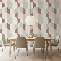 Mid Century Textured Hand Painted Geometries Grandmillennial Delight Soft Wallpaper⁠