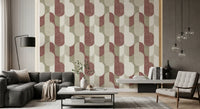Mid Century Textured Hand Painted Geometries Rustic Farmhouse Earthy Tones Wallpaper⁠