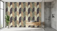Mid Mod Textured Hand Painted Geometries Curated Harmony Tones Wallpaper⁠