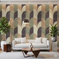 Mid Mod Textured Hand Painted Geometries Curated Harmony Tones Wallpaper⁠