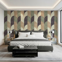 Mid Mod Textured Hand Painted Geometries Curated Harmony Tones Wallpaper⁠