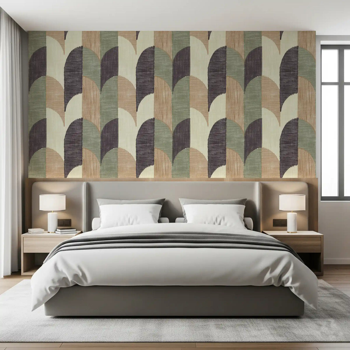 Mid Mod Textured Hand Painted Geometries Curated Harmony Tones Wallpaper⁠