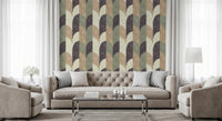 Mid Mod Textured Hand Painted Geometries Curated Harmony Tones Wallpaper⁠