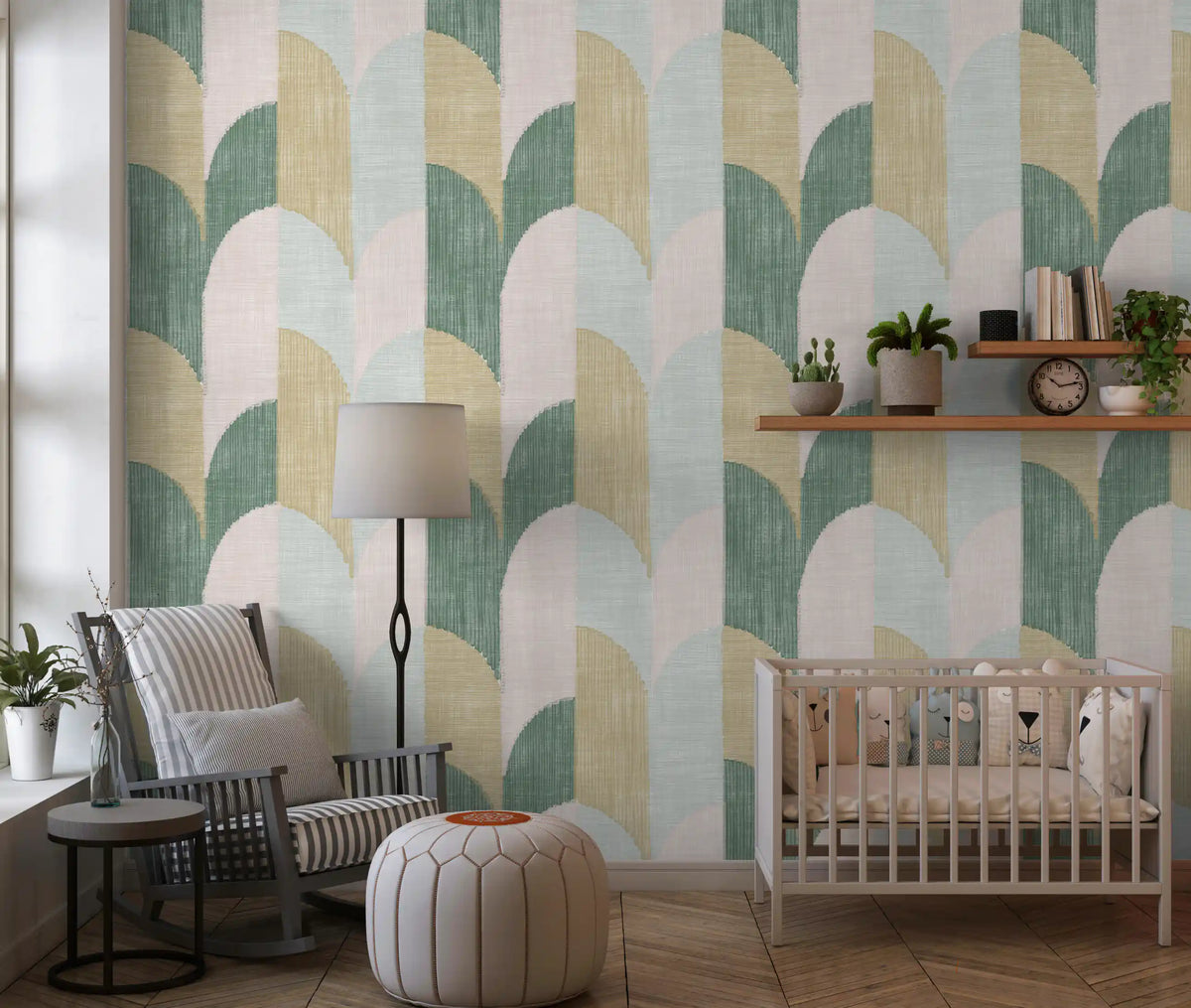 Mid Mod Textured Hand Painted Geometries Beautifully Balanced Wallpaper⁠