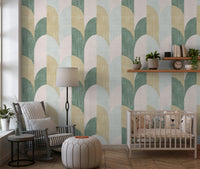 Mid Mod Textured Hand Painted Geometries Beautifully Balanced Wallpaper⁠