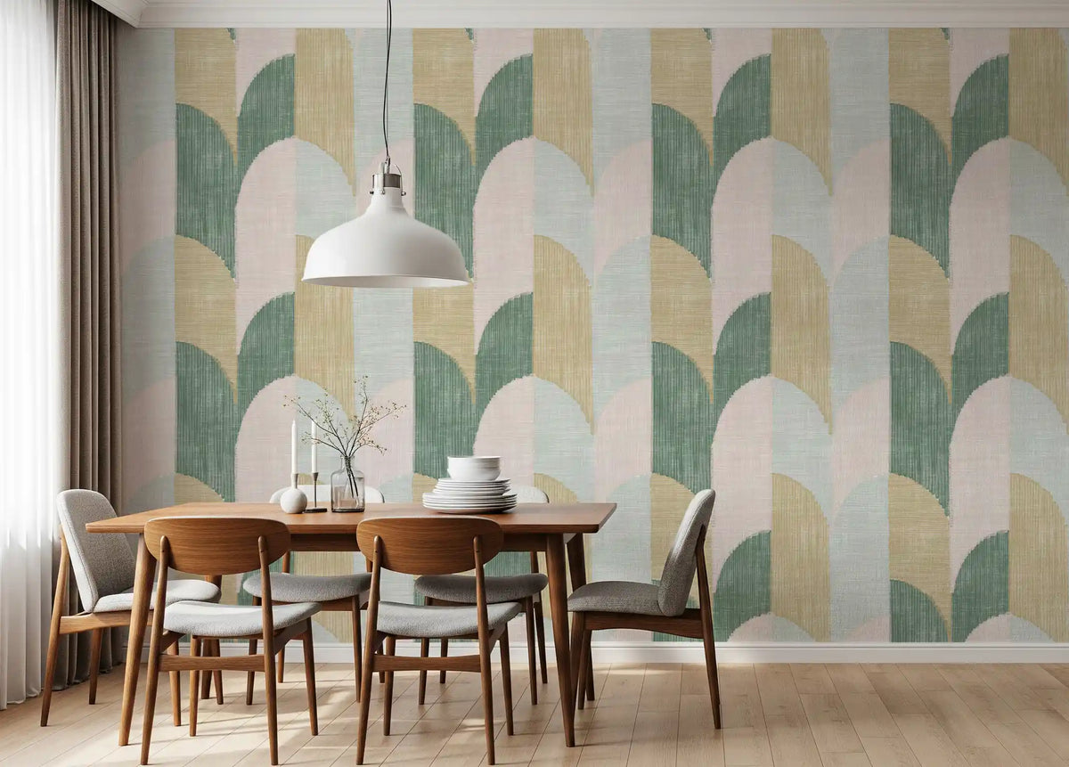 Mid Mod Textured Hand Painted Geometries Beautifully Balanced Wallpaper⁠
