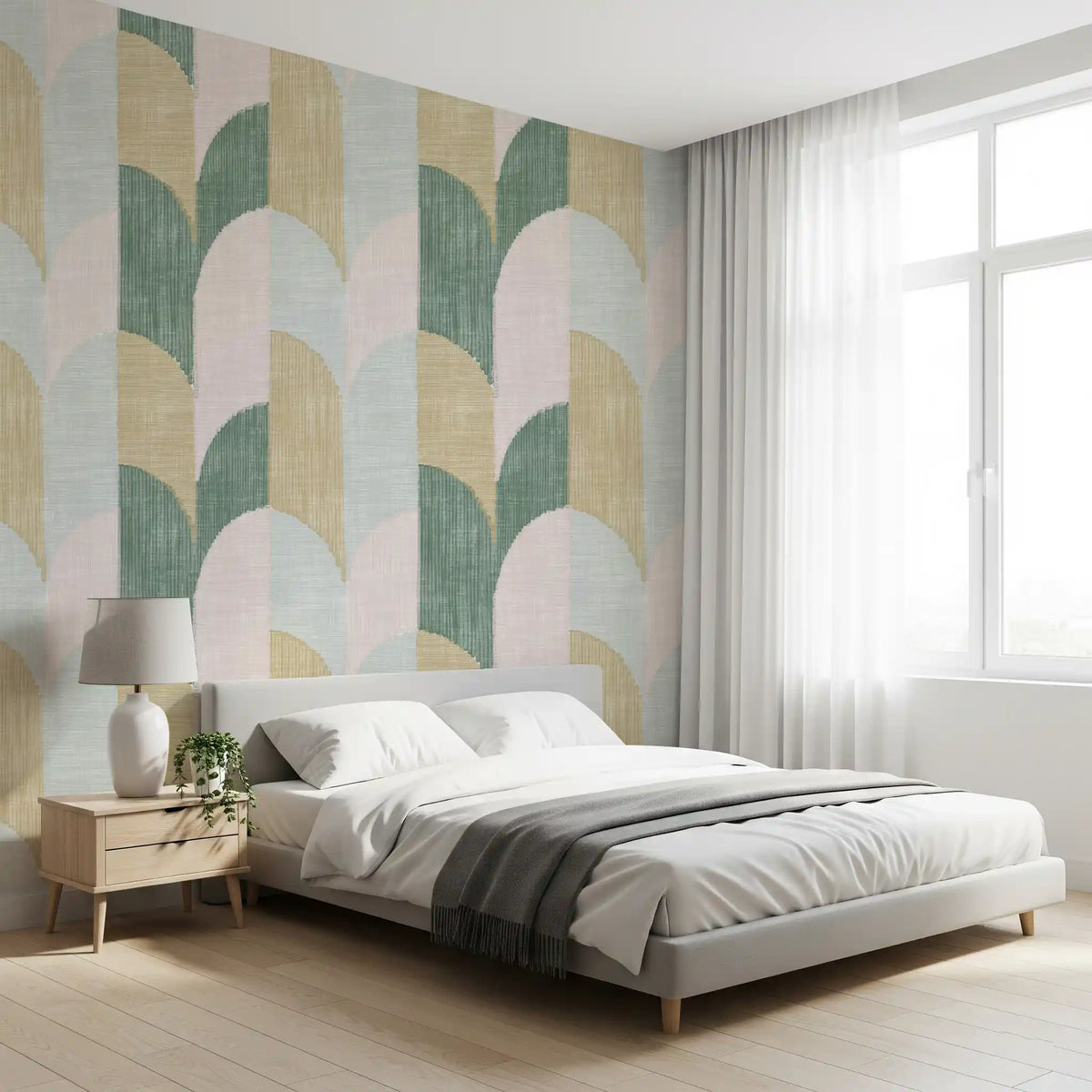 Mid Mod Textured Hand Painted Geometries Beautifully Balanced Wallpaper⁠