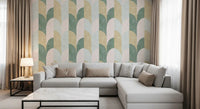 Mid Mod Textured Hand Painted Geometries Beautifully Balanced Wallpaper⁠