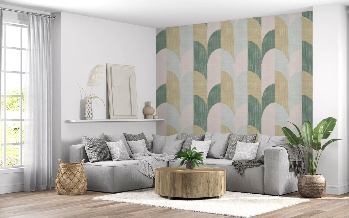 Mid Mod Textured Hand Painted Geometries Beautifully Balanced Wallpaper⁠