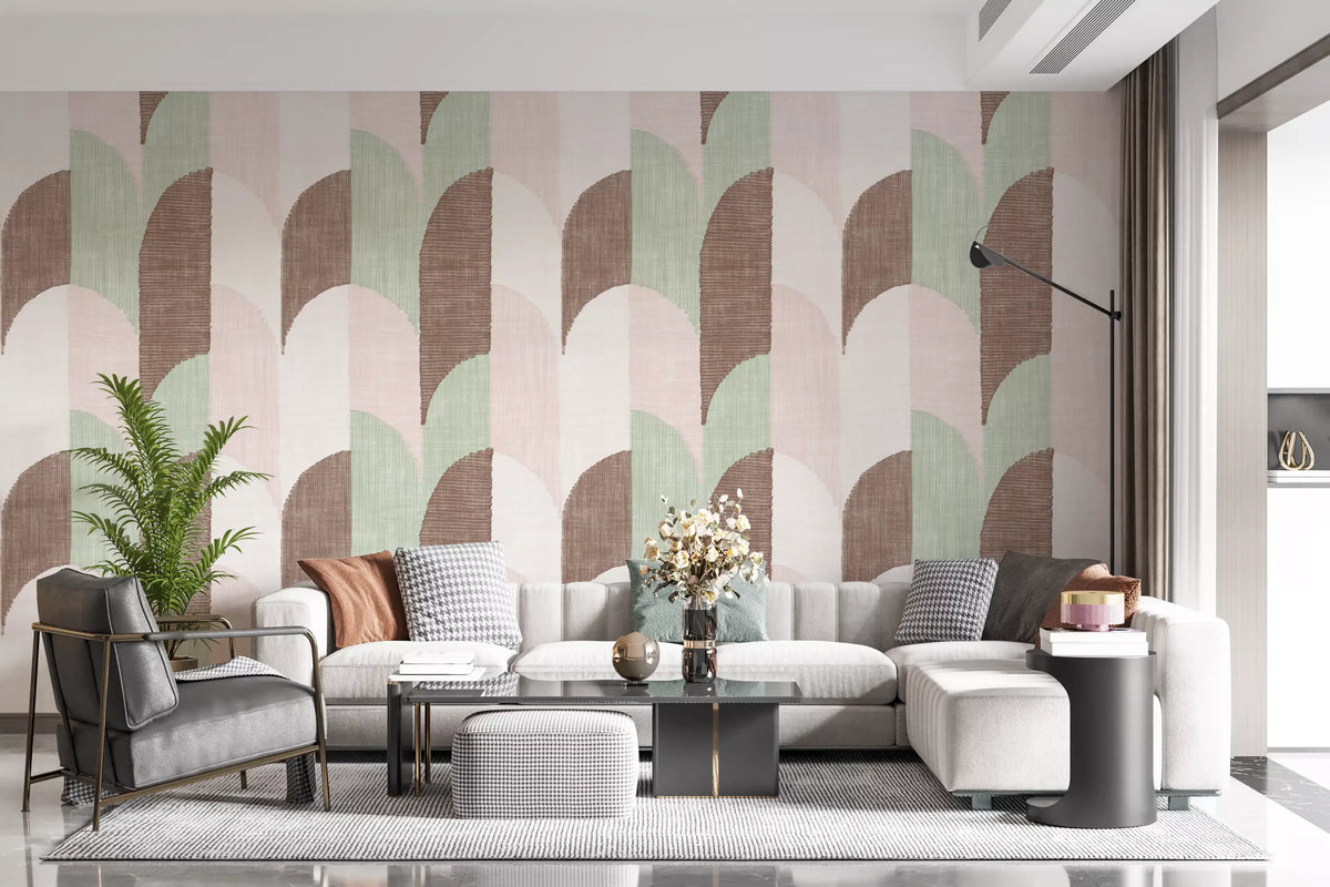 Mid Mod Textured Hand Painted Geometries Grandmillennial Delight Soft Wallpaper⁠