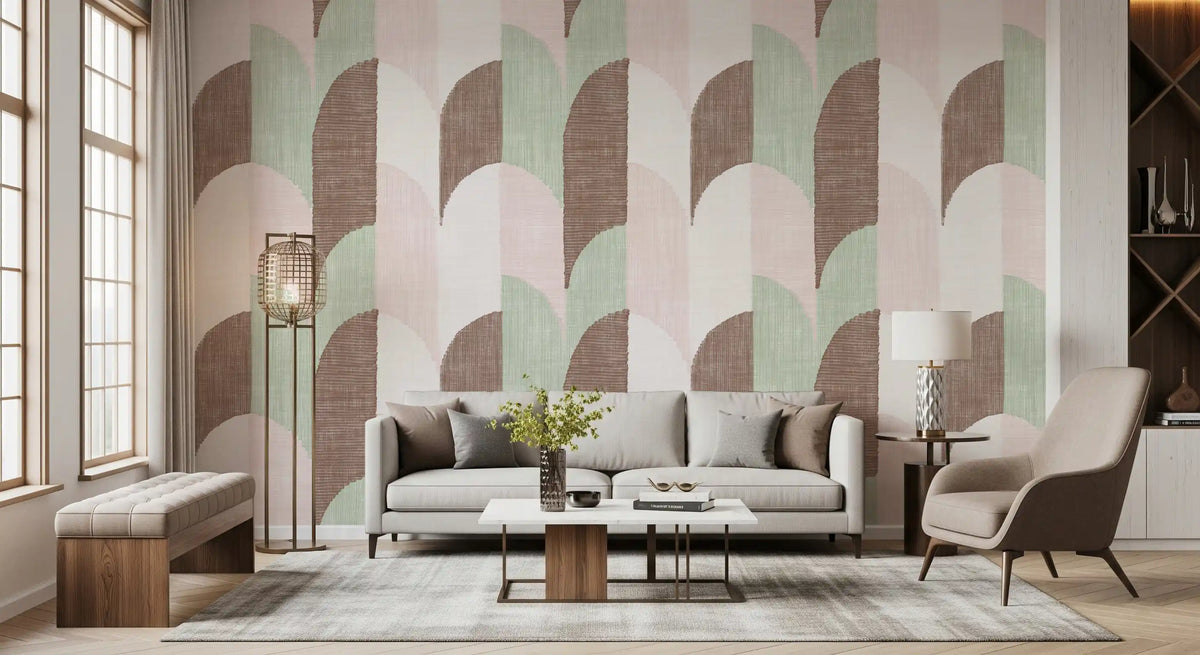 Mid Mod Textured Hand Painted Geometries Grandmillennial Delight Soft Wallpaper⁠