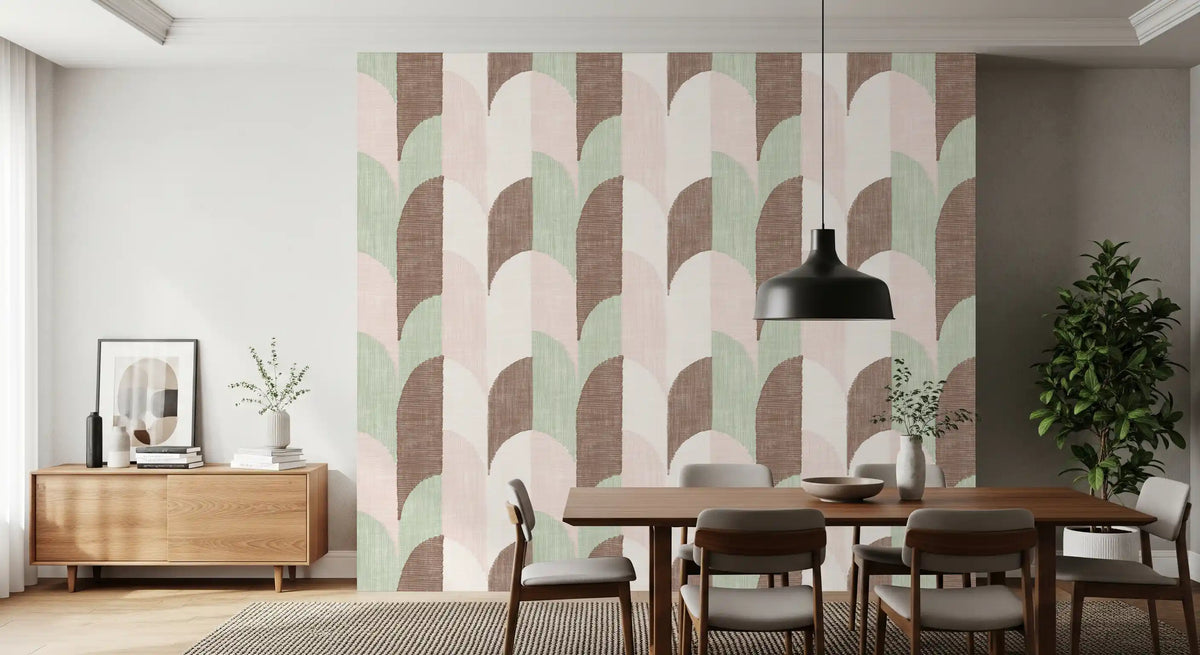 Mid Mod Textured Hand Painted Geometries Grandmillennial Delight Soft Wallpaper⁠