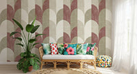 Mid Mod Textured Hand Painted Geometries Rustic Farmhouse Earthy Tones Wallpaper⁠