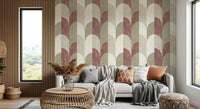 Mid Mod Textured Hand Painted Geometries Rustic Farmhouse Earthy Tones Wallpaper⁠