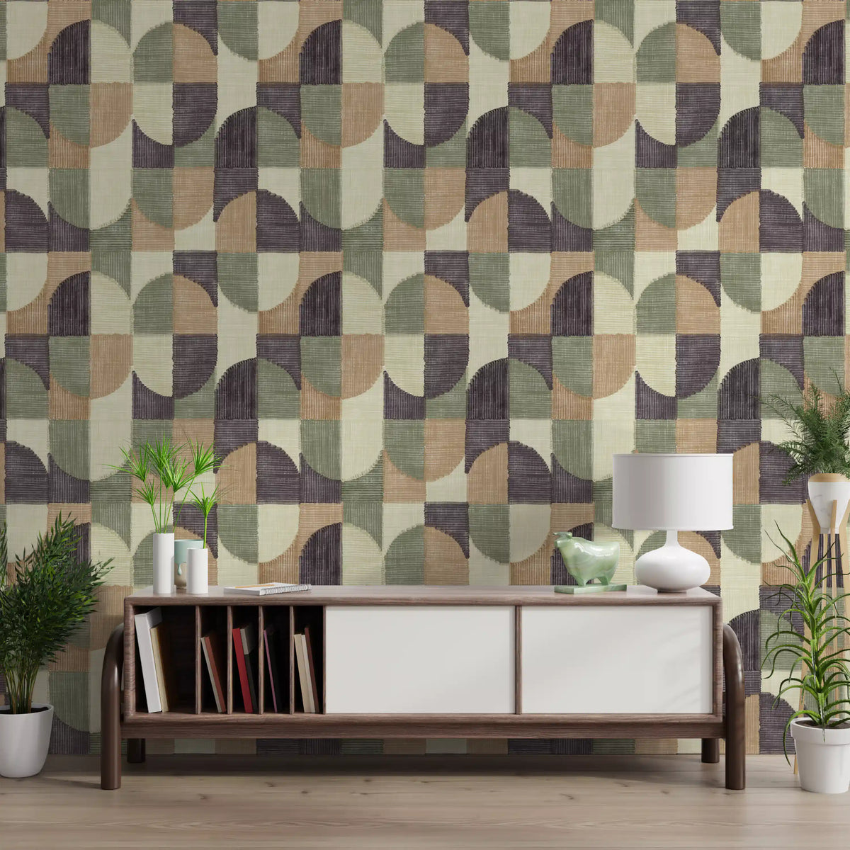 Tiled Textured Hand Painted Geometries Curated Harmony Tones Wallpaper⁠