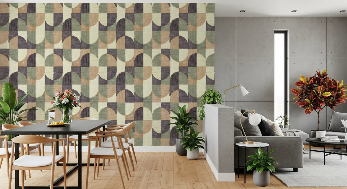 Tiled Textured Hand Painted Geometries Curated Harmony Tones Wallpaper⁠