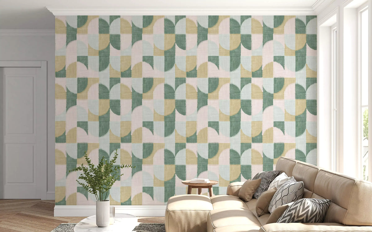 Tiled Textured Hand Painted Geometries Beautifully Balanced Wallpaper⁠
