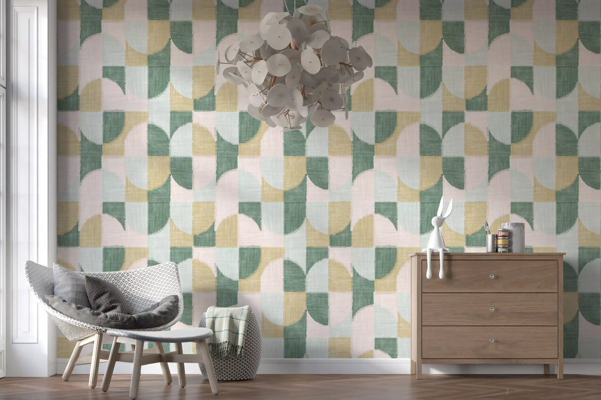 Tiled Textured Hand Painted Geometries Beautifully Balanced Wallpaper⁠
