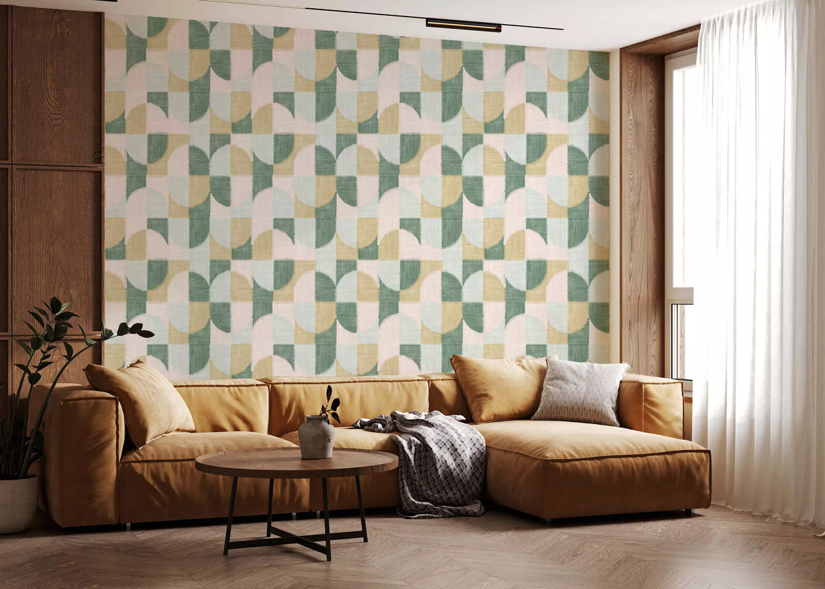 Tiled Textured Hand Painted Geometries Beautifully Balanced Wallpaper⁠