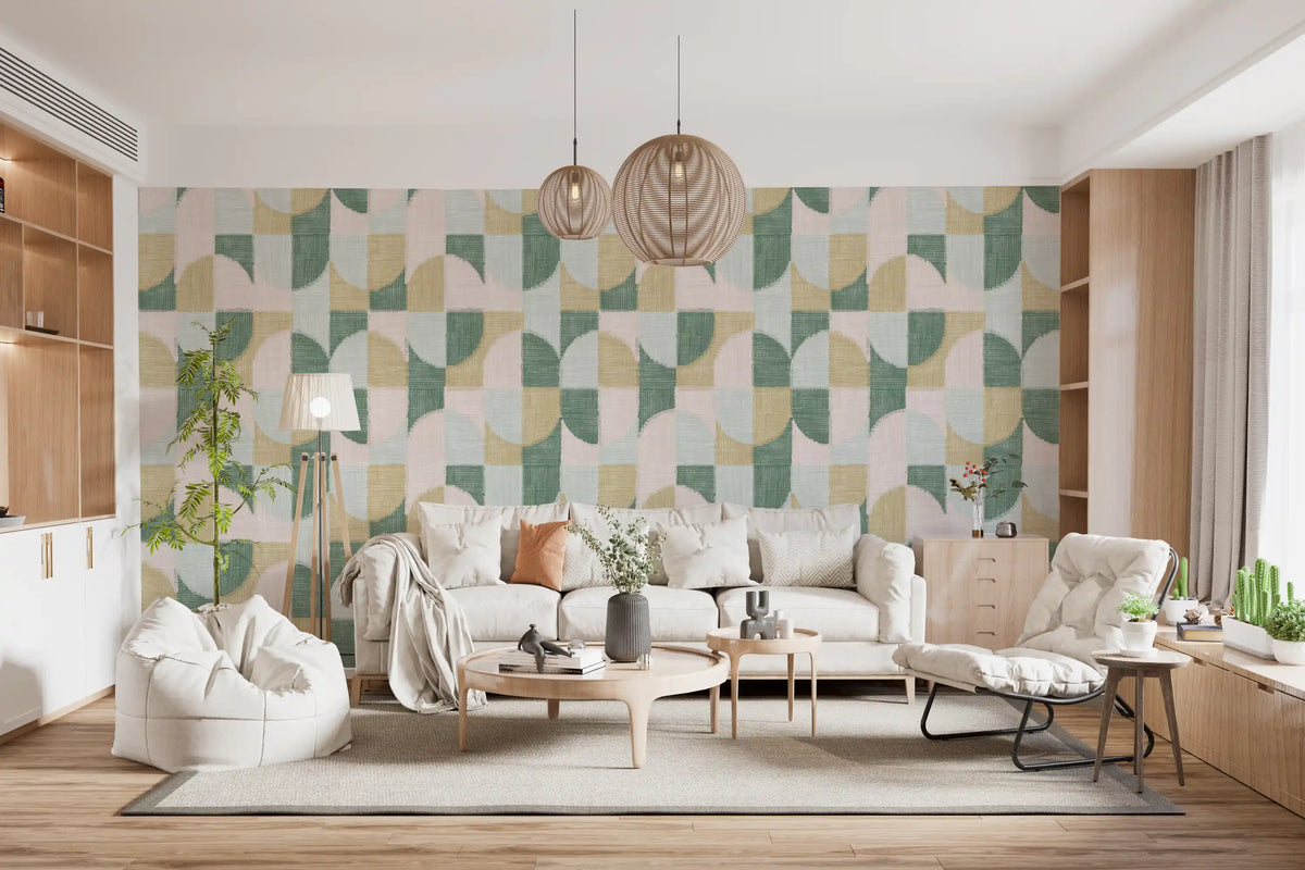 Tiled Textured Hand Painted Geometries Beautifully Balanced Wallpaper⁠