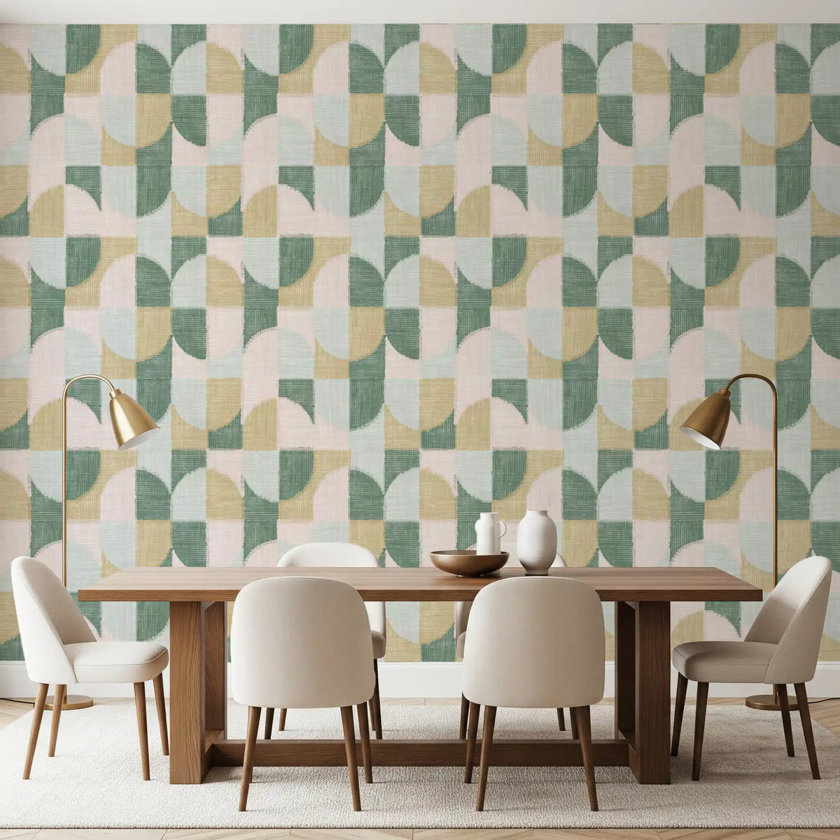 Tiled Textured Hand Painted Geometries Beautifully Balanced Wallpaper⁠