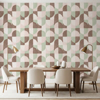 Tiled Textured Hand Painted Geometries Grandmillennial Delight Soft Wallpaper⁠