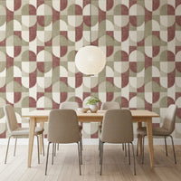 Tiled Textured Hand Painted Geometries Rustic Farmhouse Earthy Tones Wallpaper⁠