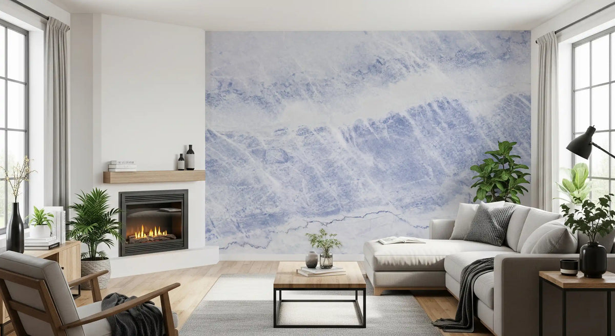 Azure Marble Veins Wall Mural