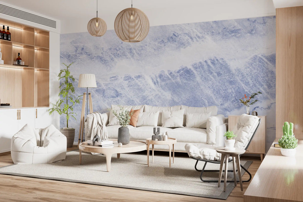 Azure Marble Veins Wall Mural