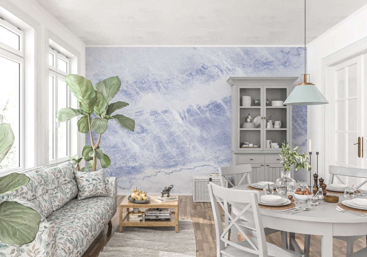 Azure Marble Veins Wall Mural