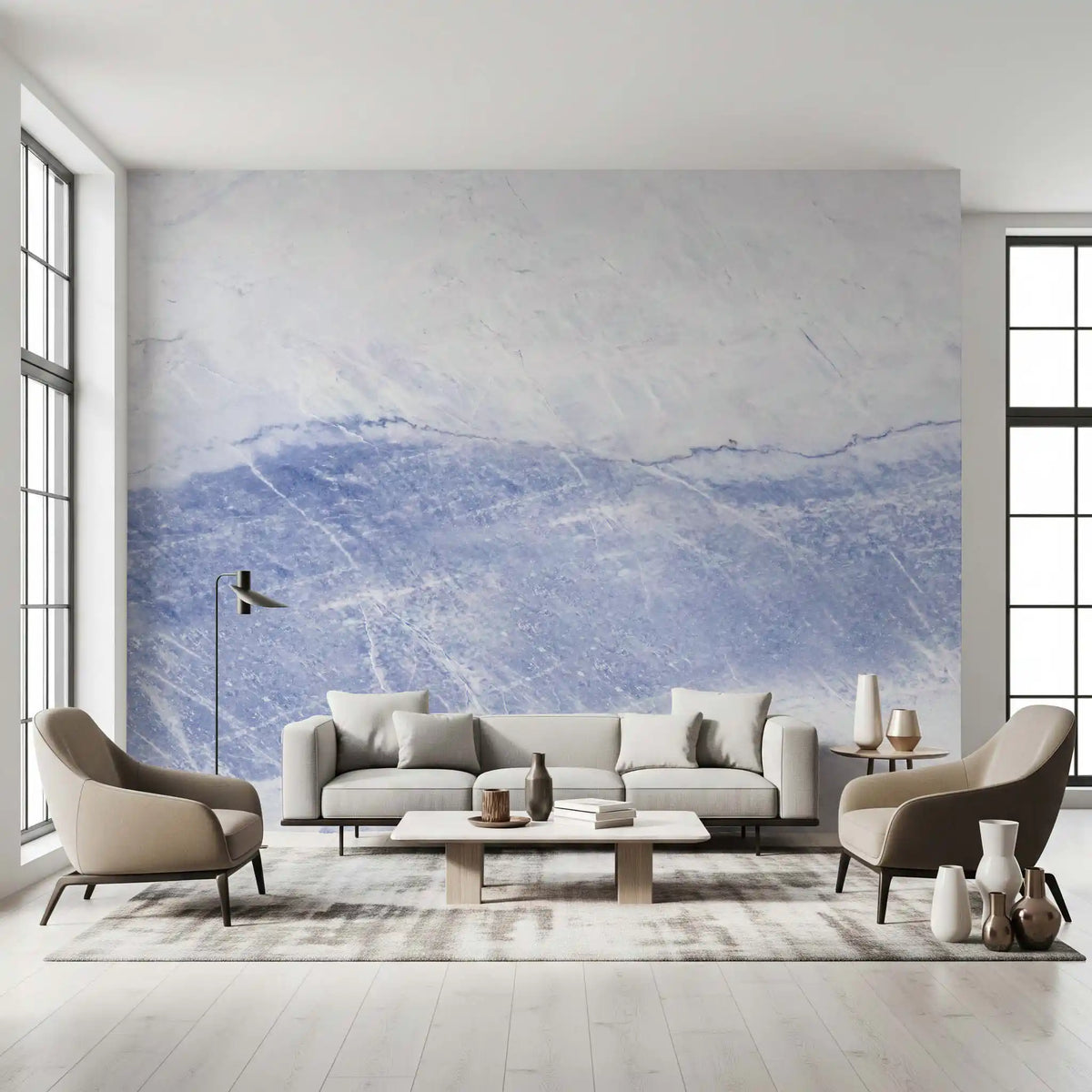 Cerulean Vein Stone Slab Wall Mural