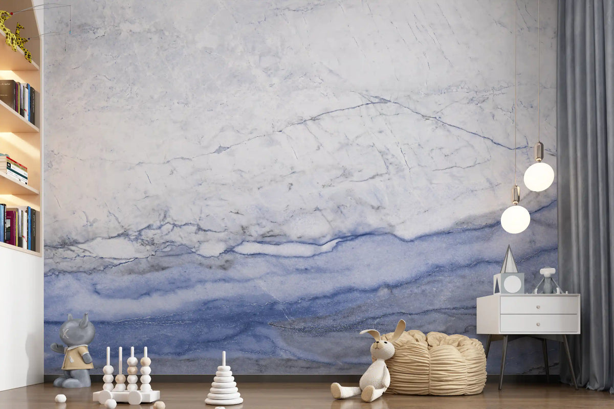 Blue Veined Marble Horizon Wall Mural