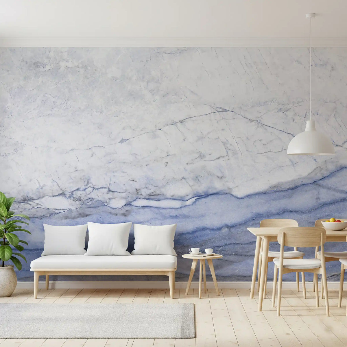 Blue Veined Marble Horizon Wall Mural