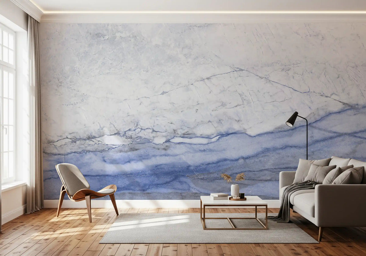 Blue Veined Marble Horizon Wall Mural