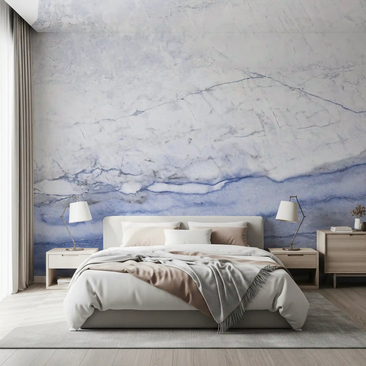 Blue Veined Marble Horizon Wall Mural