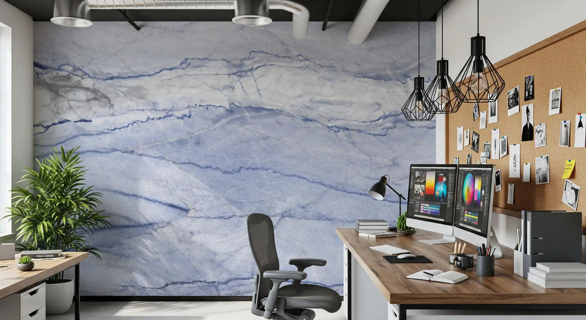 Azure Marble Vein Wall Mural