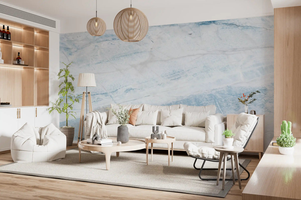 Azure Marble Vein Slab Wall Mural