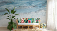Cerulean Veined Marble Wall Mural