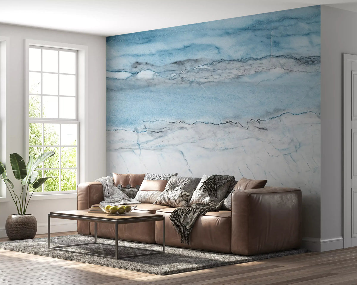 Cerulean Veined Marble Wall Mural