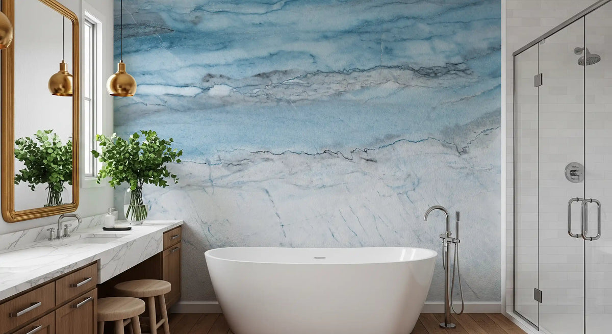 Cerulean Veined Marble Wall Mural