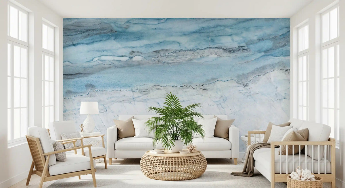 Cerulean Veined Marble Wall Mural