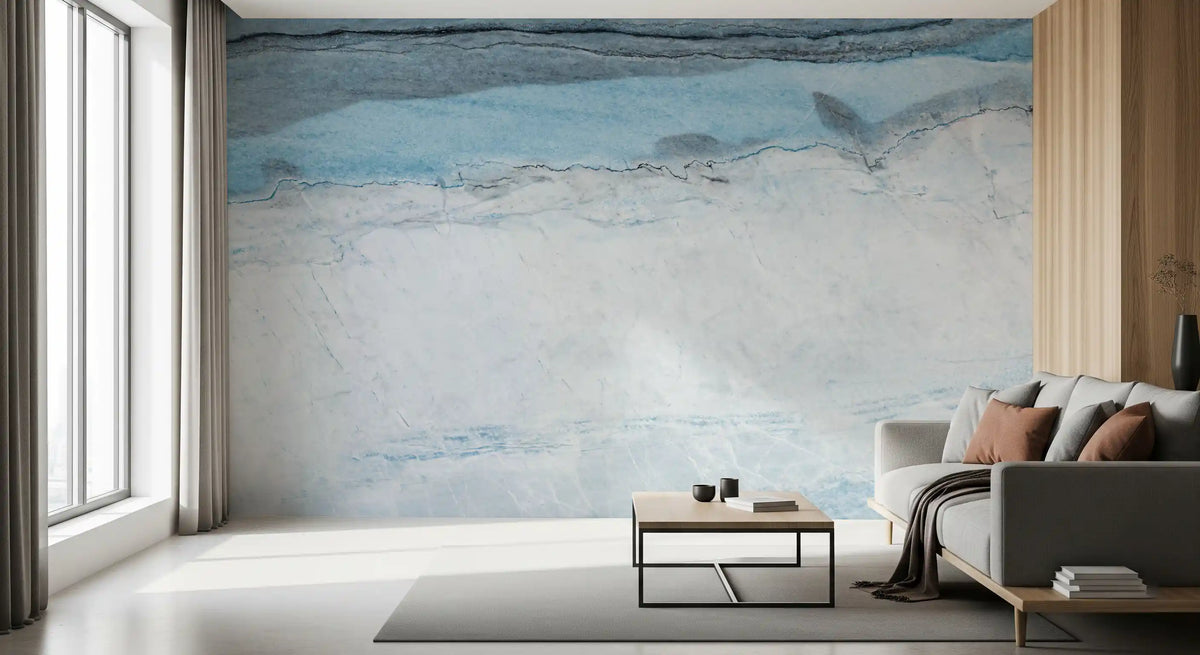 Cerulean Veined Marble Slab Wall Mural