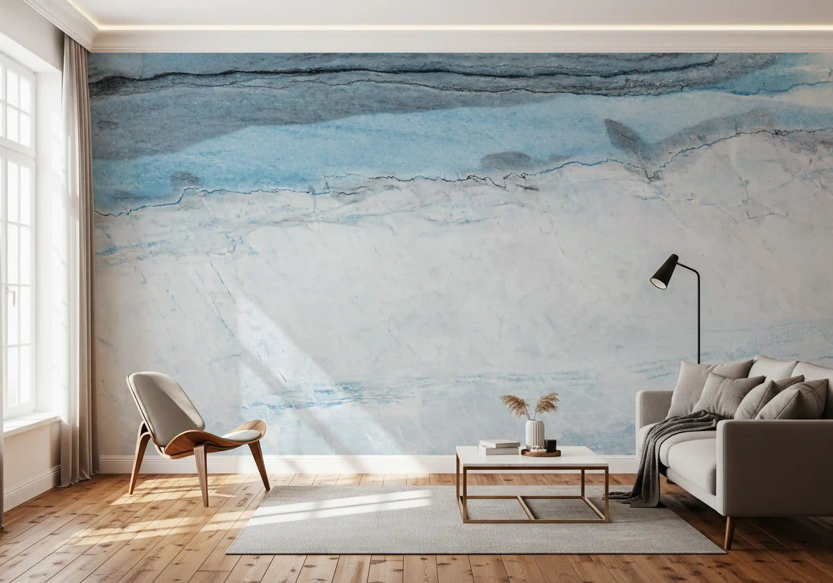 Cerulean Veined Marble Slab Wall Mural