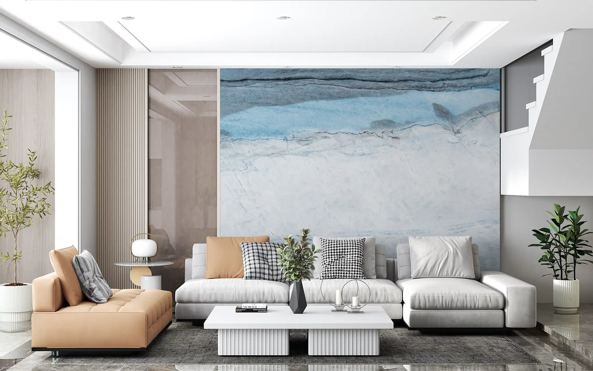 Cerulean Veined Marble Slab Wall Mural