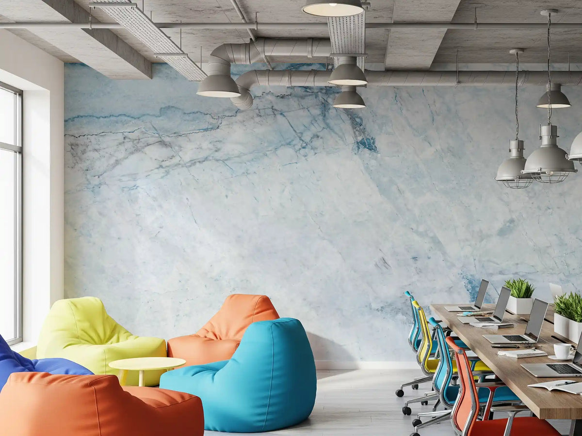 Cool Blue Marble Veins Wall Mural