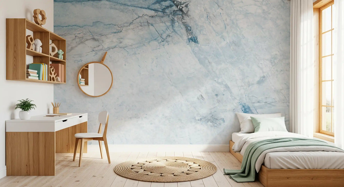 Cool Blue Marble Veins Wall Mural