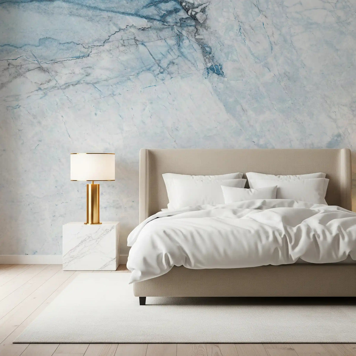 Cool Blue Marble Veins Wall Mural